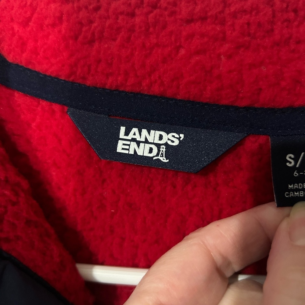 Lands' End Heritage Fleece Snap Neck Pullover Fair Isle chevron Size Small 6-8 - Picture 6 of 14